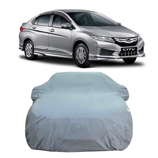 Oshotto Dark Grey 100% Anti Reflective, Dustproof and Water Proof Car Body Cover with Mirror Pockets For Honda City Idtec 2014-2023