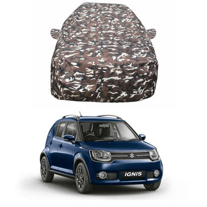 Oshotto Ranger Design Made of 100% Waterproof Fabric Multicolor Car Body Cover with Mirror Pockets For Maruti Suzuki Ignis