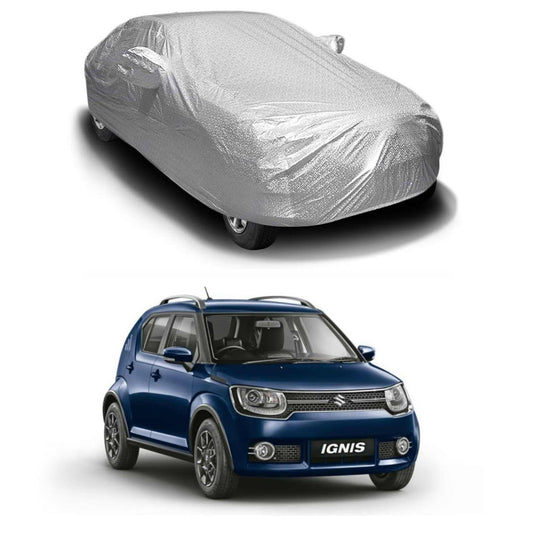 Oshotto Spyro Silver Anti Reflective, dustproof and Water Proof Car Body Cover with Mirror Pockets For Maruti Suzuki Ignis