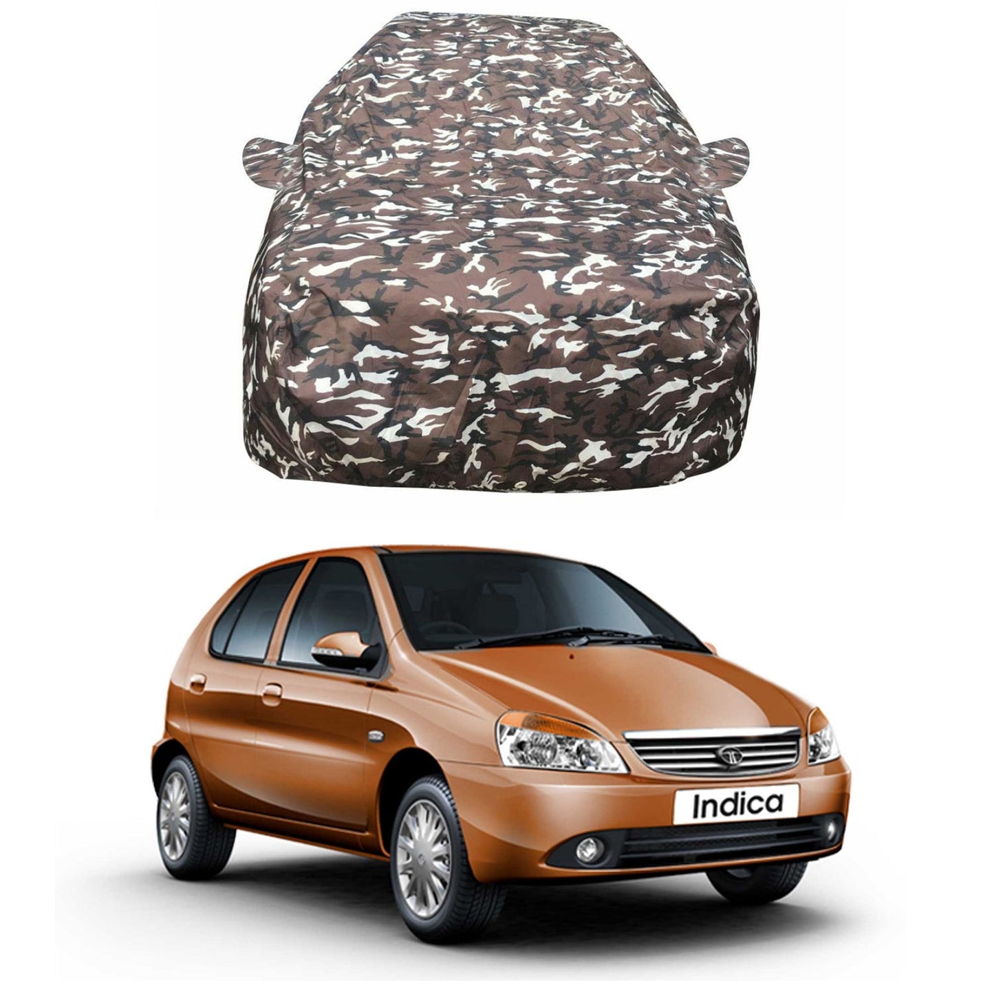Oshotto Ranger Design Made of 100% Waterproof Fabric Multicolor Car Body Cover with Mirror Pocket For Tata Indica