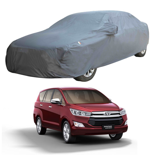 Oshotto Dark Grey 100% Anti Reflective, dustproof and Water Proof Car Body Cover with Mirror Pocket For Toyota Innova Crysta