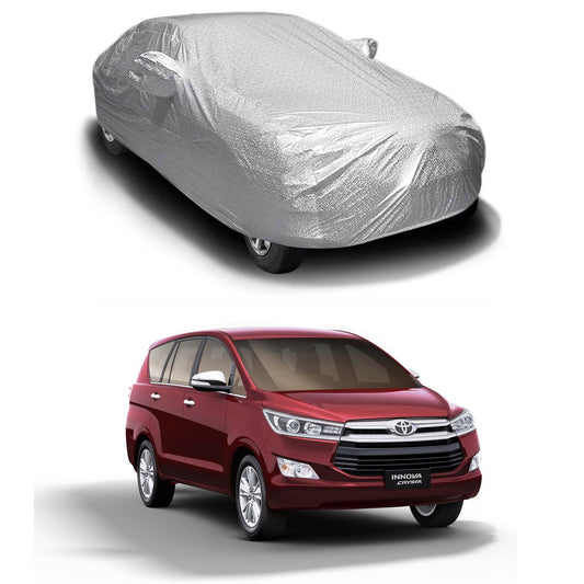 Oshotto Spyro Silver Anti Reflective, dustproof and Water Proof Car Body Cover with Mirror Pockets For Toyota Innova Crysta