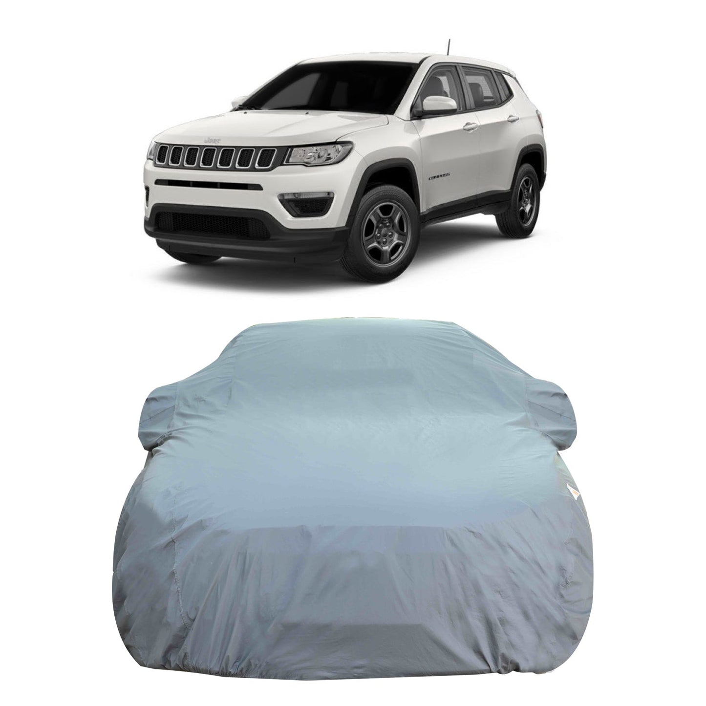 Oshotto Dark Grey 100% Anti Reflective, dustproof and Water Proof Car Body Cover with Mirror Pockets For Jeep Compass