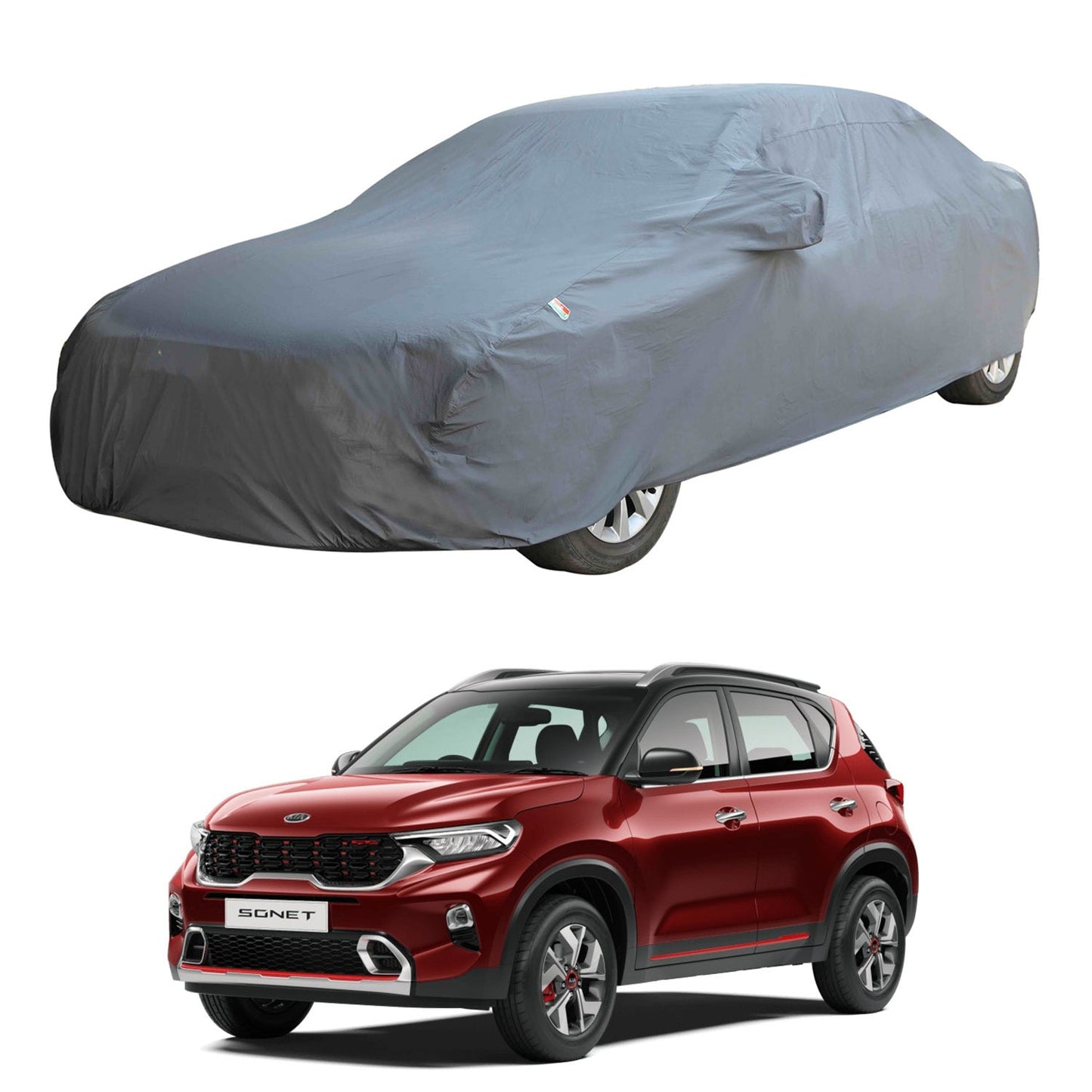 Oshotto Dark Grey 100% Anti Reflective, dustproof and Water Proof Car Body Cover with Mirror Pockets For Sonet (with Antenna Pocket)