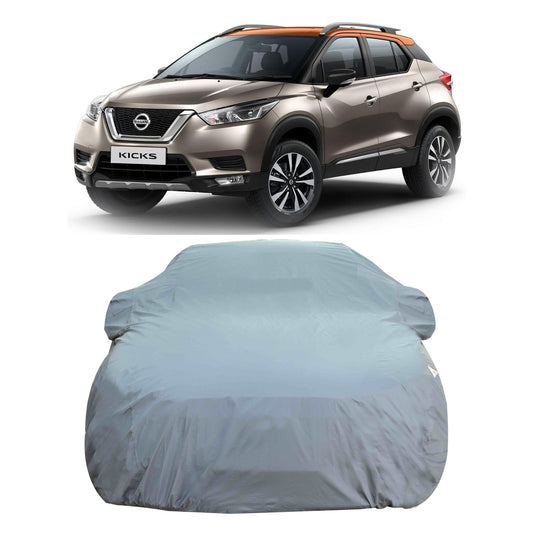 Oshotto Dark Grey 100% Anti Reflective, dustproof and Water Proof Car Body Cover with Mirror Pockets For Nissan Kicks