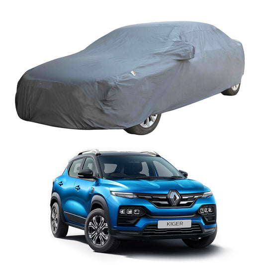 Oshotto Dark Grey 100% Anti Reflective, dustproof and Water Proof Car Body Cover with Mirror Pockets For Renault Kiger