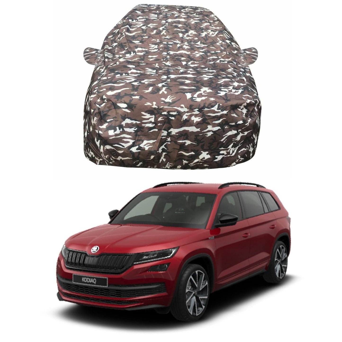 Oshotto Ranger Design Made of 100% Waterproof Fabric Multicolor Car Body Cover with Mirror Pockets For Skoda Kodiaq
