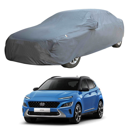 Oshotto Dark Grey 100% Anti Reflective, dustproof and Water Proof Car Body Cover with Mirror Pockets For Hyundai Kona