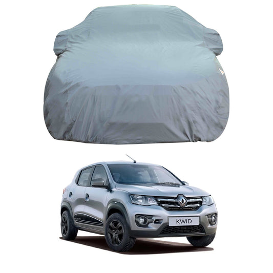 Oshotto Dark Grey 100% Anti Reflective, dustproof and Water Proof Car Body Cover with Mirror Pockets For Renault Kwid