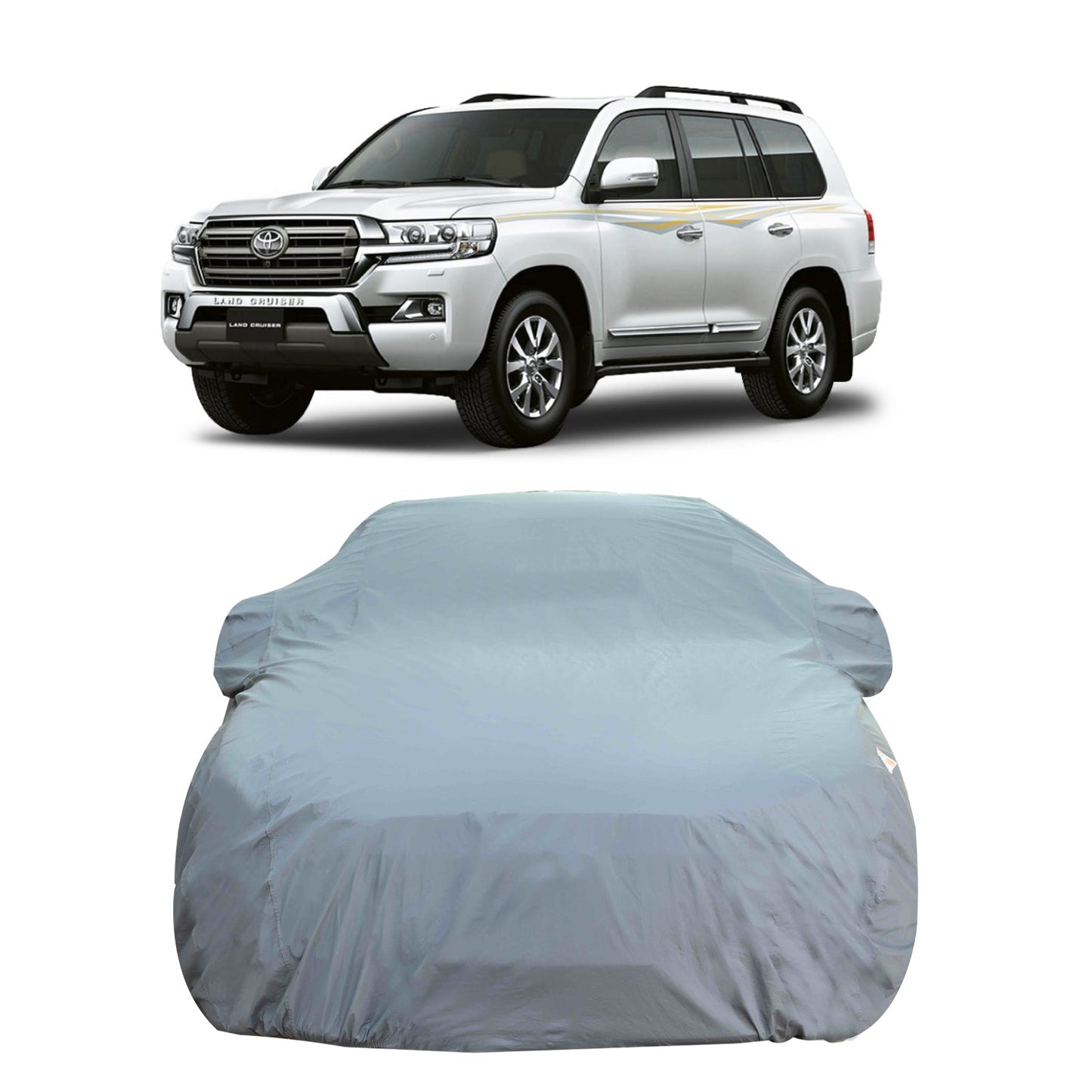 Oshotto Dark Grey 100% Anti Reflective, dustproof and Water Proof Car Body Cover with Mirror Pockets For Toyota Land Cruiser 200