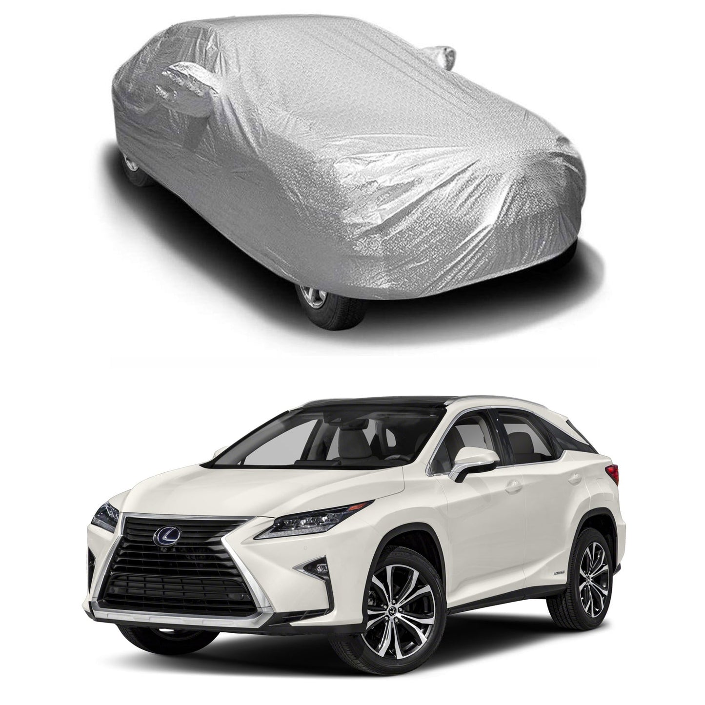 Oshotto Spyro Silver Anti Reflective, dustProof Silver and Water Proof Silver Car Body Cover with Mirror Pockets For Lexus RX