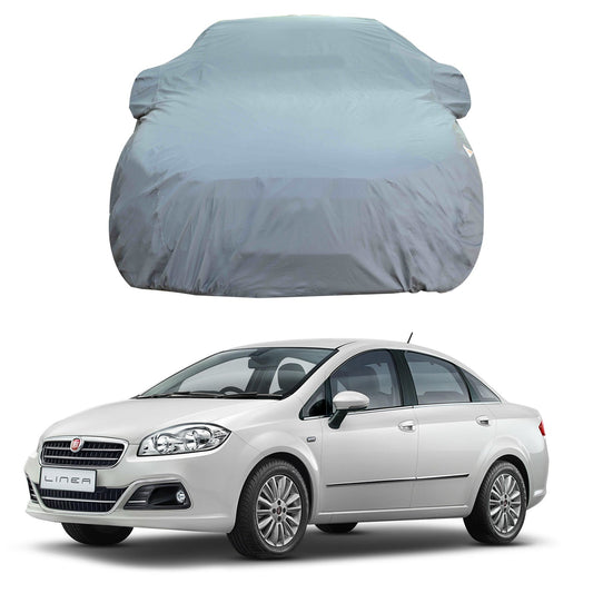 Oshotto Dark Grey 100% Anti Reflective, dustproof and Water Proof Car Body Cover with Mirror Pockets For Fiat Linea