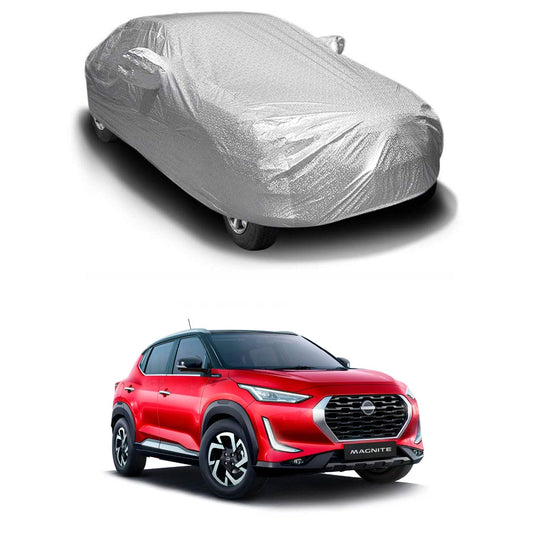 Oshotto Spyro Silver Anti Reflective, dustproof and Water Proof Car Body Cover with Mirror Pockets For Nissan Magnite