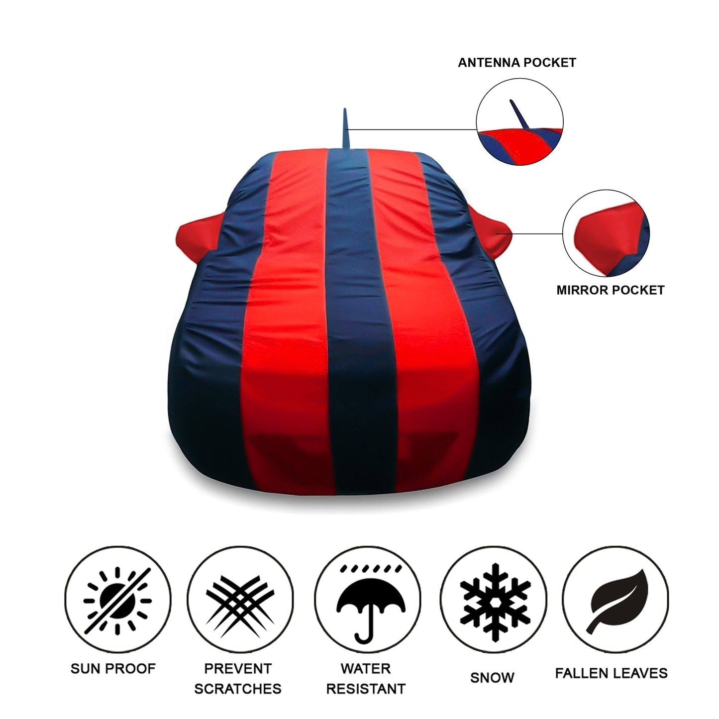 Oshotto Taffeta Car Body Cover with Mirror and Antenna Pocket For Hyundai i20 Elite 2014-2023 (Red, Blue)