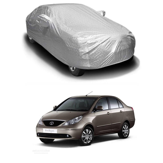 Oshotto Spyro Silver Anti Reflective, dustproof and Water Proof Car Body Cover with Mirror Pockets For Tata Indigo Manza