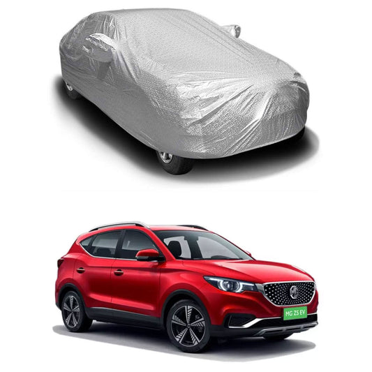 Oshotto Spyro Silver Anti Reflective, dustproof and Water Proof Car Body Cover with Mirror Pockets For MG ZS EV