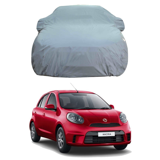 Oshotto Dark Grey 100% Anti Reflective, dustproof and Water Proof Car Body Cover with Mirror Pockets For Nissan Micra