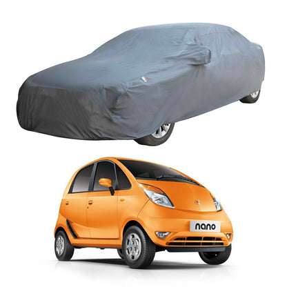 Oshotto Dark Grey 100% Anti Reflective, dustproof and Water Proof Car Body Cover with Mirror Pocket For Tata Nano