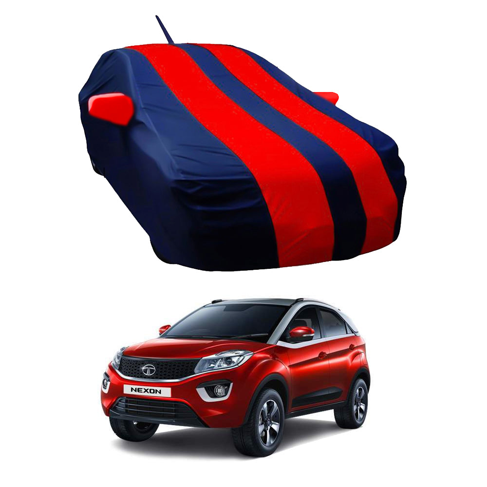 Oshotto Taffeta Car Body Cover with Mirror and Antenna Pocket For Tata Nexon (Red, Blue)