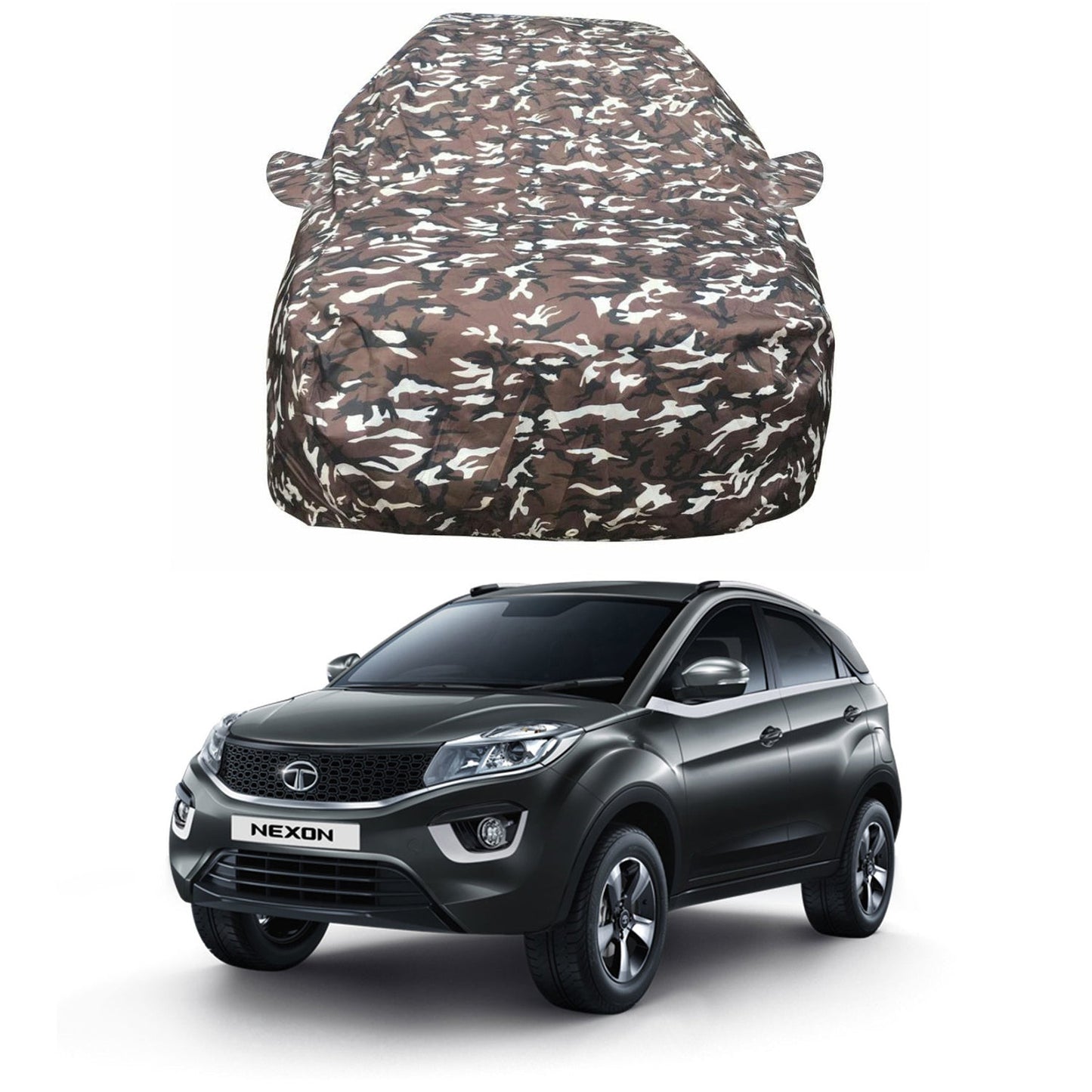 Oshotto Ranger Design Made of 100% Waterproof Fabric Multicolor Car Body Cover with Mirror Pocket For Tata Nexon