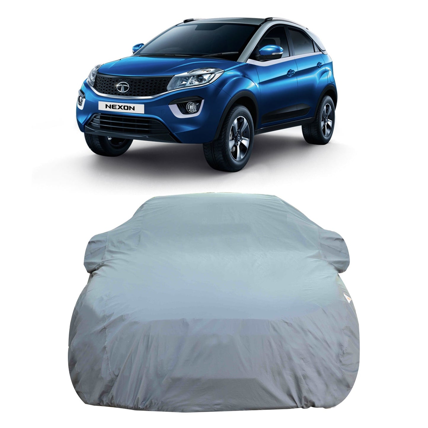 Oshotto Dark Grey 100% Anti Reflective, dustproof and Water Proof Car Body Cover with Mirror Pockets For Nexon