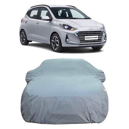 Oshotto Dark Grey 100% Anti Reflective, dustproof and Water Proof Car Body Cover with Mirror Pockets For Hyundai i10 Nios