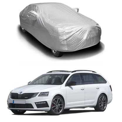 Oshotto Spyro Silver Anti Reflective, dustproof and Water Proof Car Body Cover with Mirror Pockets For Skoda Octavia