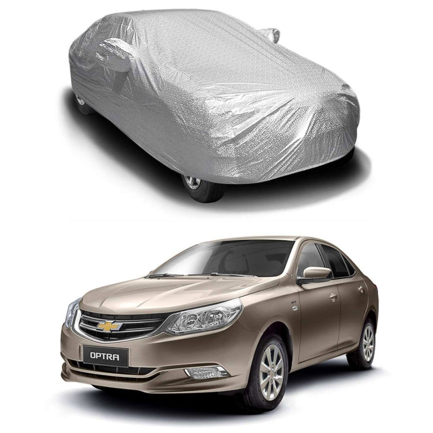 Oshotto Spyro Silver Anti Reflective, dustproof and Water Proof Car Body Cover with Mirror Pockets For Chevrolet Optra