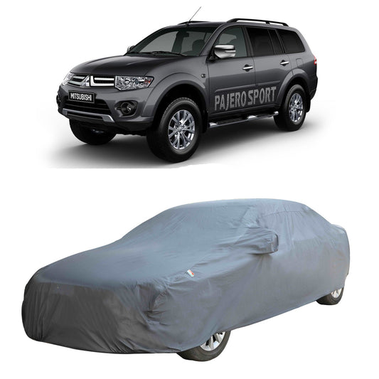 Oshotto Dark Grey 100% Anti Reflective, dustproof and Water Proof Car Body Cover with Mirror Pockets For Mitsubishi Pajero Sport