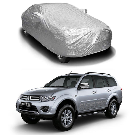 Oshotto Spyro Silver Anti Reflective, dustproof and Water Proof Car Body Cover with Mirror Pockets For Mitsubishi Pajero Sport