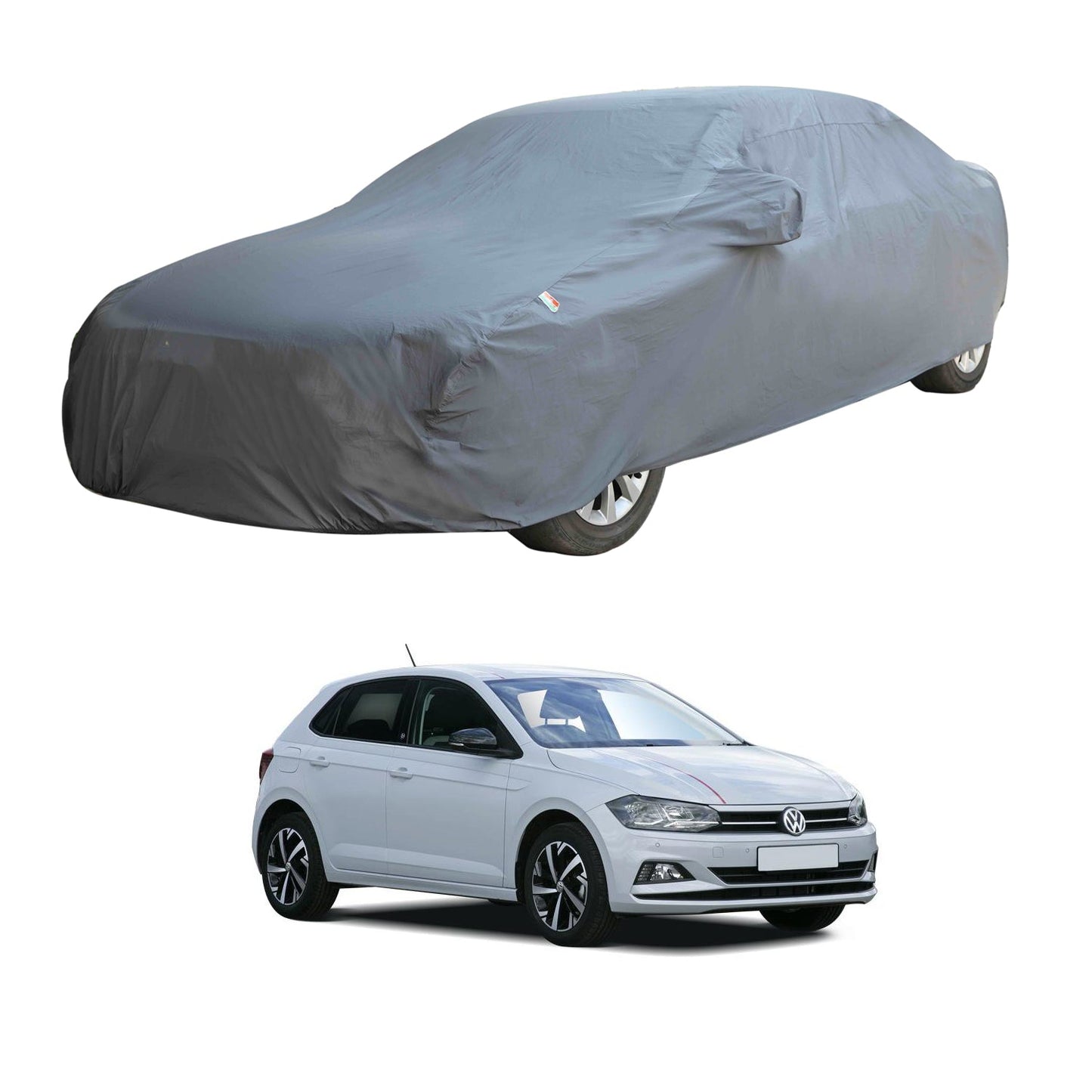 Oshotto Dark Grey 100% Anti Reflective, dustproof and Water Proof Car Body Cover with Mirror Pockets For Volkswagen Polo