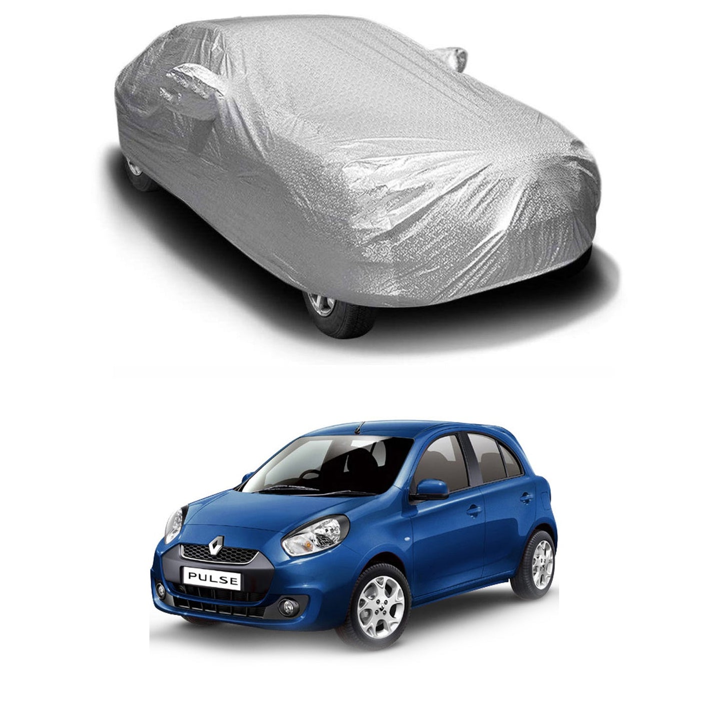 Oshotto Spyro Silver Anti Reflective, dustproof and Water Proof Car Body Cover with Mirror Pockets For Renault Pulse