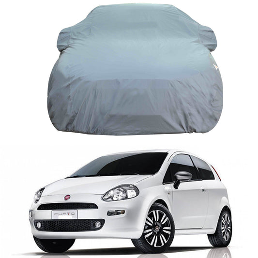 Oshotto Dark Grey 100% Anti Reflective, dustproof and Water Proof Car Body Cover with Mirror Pocket For Fiat Punto