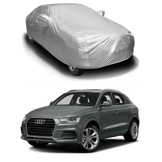 Oshotto Spyro Silver Anti Reflective, dustProof Silver and Water Proof Silver Car Body Cover with Mirror Pockets For Audi Q3