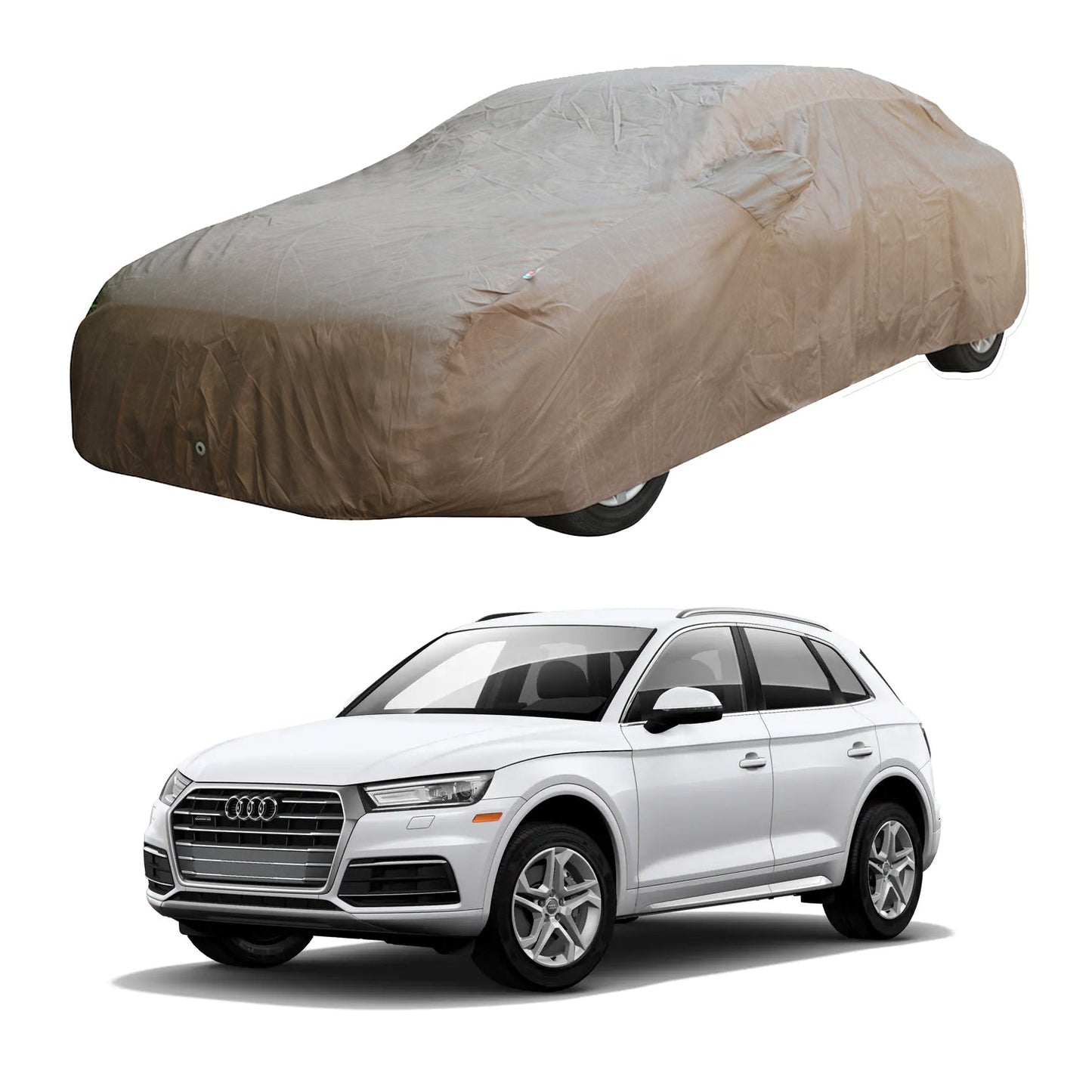 Oshotto Brown 100% Waterproof Car Body Cover with Mirror Pockets For Audi Q5