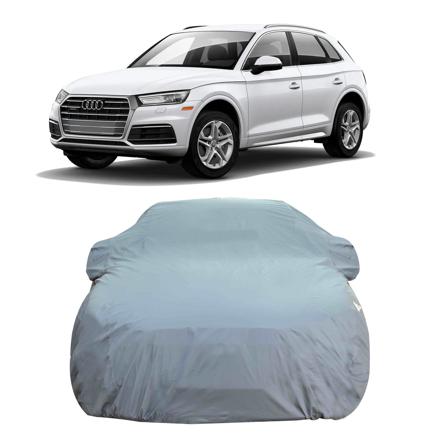 Oshotto Dark Grey 100% Anti Reflective, dustproof and Water Proof Car Body Cover with Mirror Pockets For Audi Q5