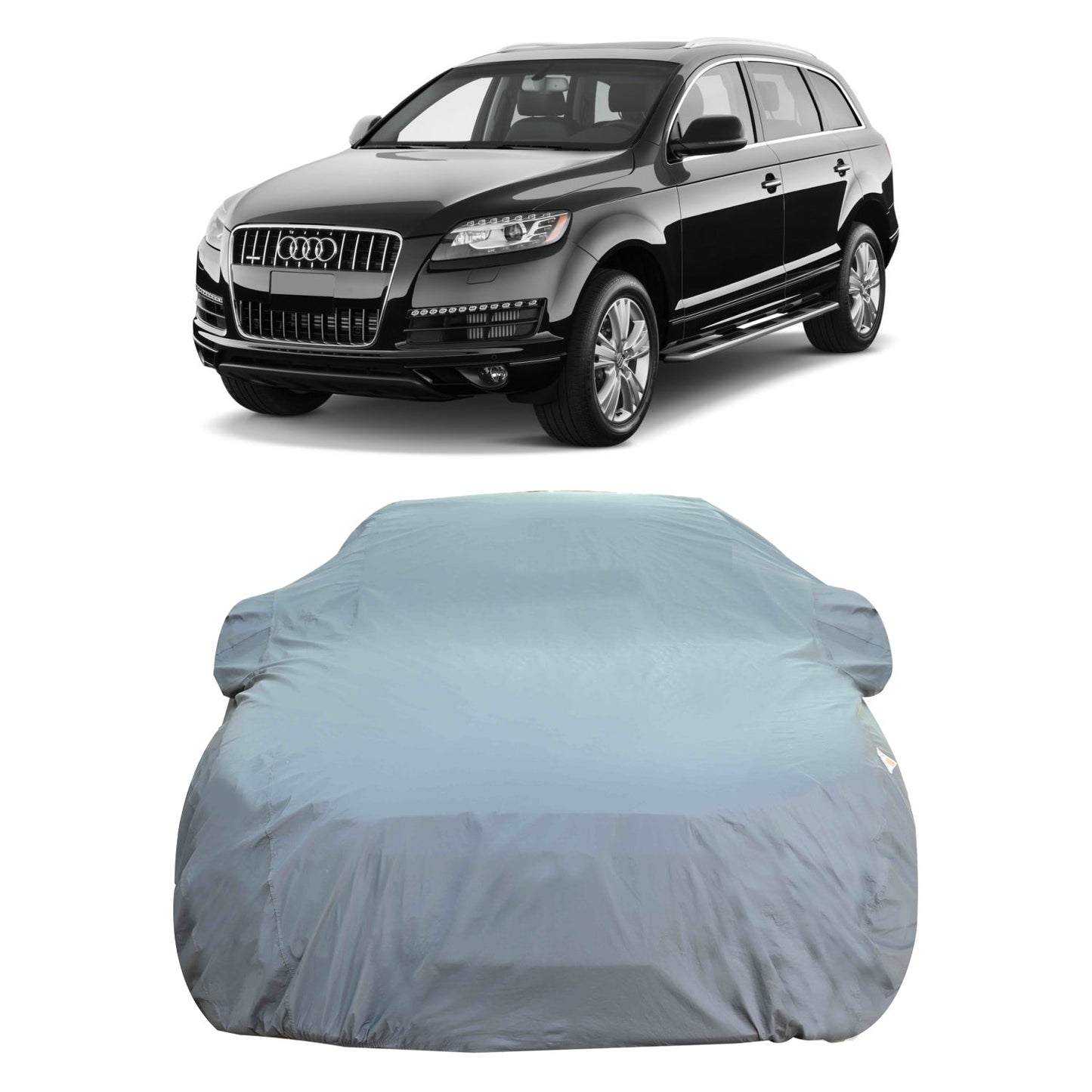 Oshotto Dark Grey 100% Anti Reflective, dustproof and Water Proof Car Body Cover with Mirror Pockets For Audi Q7 (2018-2023)