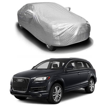 Oshotto Spyro Silver Anti Reflective, dustProof Silver and Water Proof Silver Car Body Cover with Mirror Pockets For Audi Q7 (2008-2017)