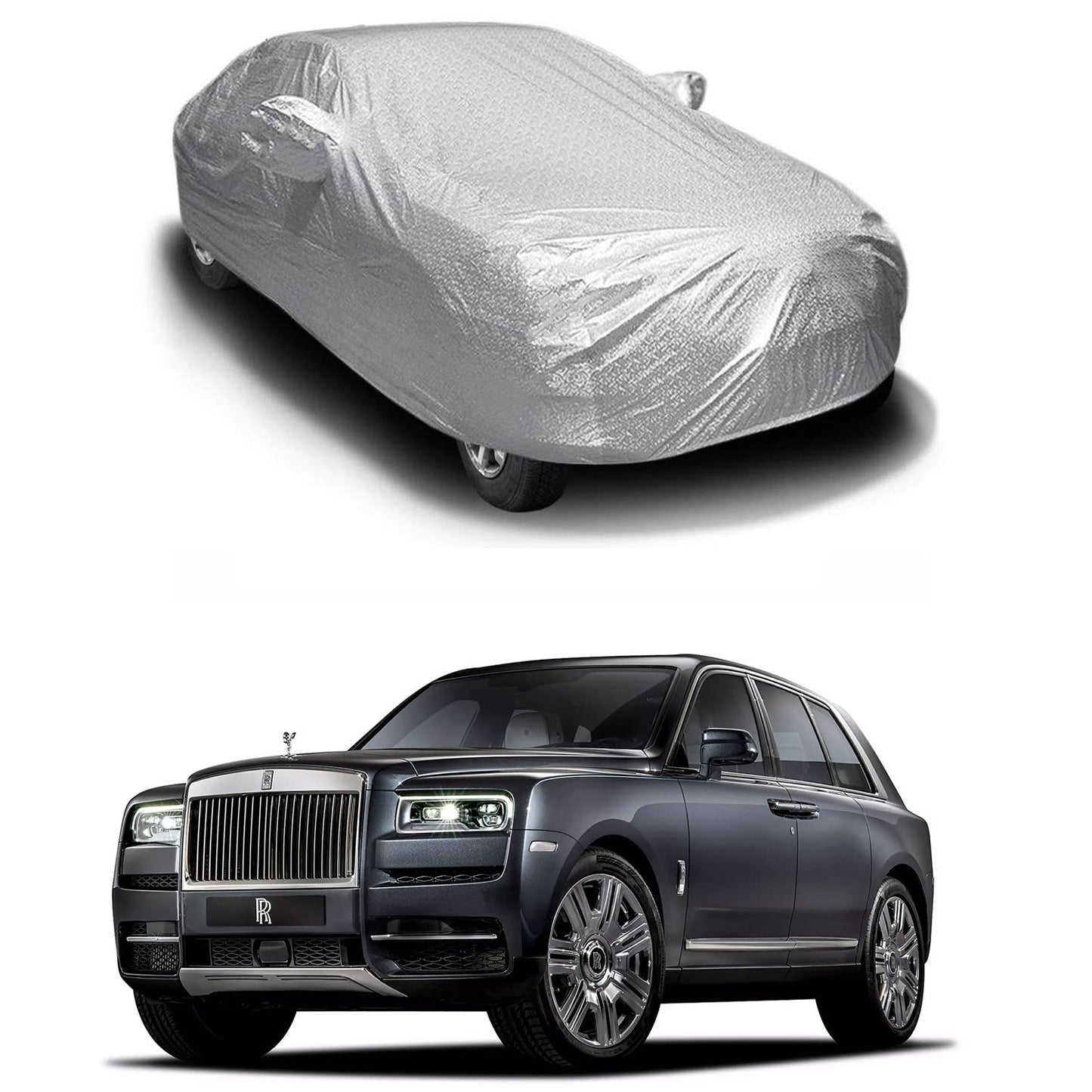 Oshotto Spyro Silver Anti Reflective, dustproof and Water Proof Car Body Cover with Mirror Pockets For Rolls Royce Cullinan