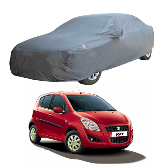 Oshotto Dark Grey 100% Anti Reflective, dustproof and Water Proof Car Body Cover with Mirror Pockets For Maruti Suzuki Ritz