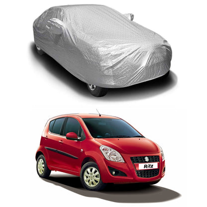 Oshotto Spyro Silver Anti Reflective, dustproof and Water Proof Car Body Cover with Mirror Pockets For Maruti Suzuki Ritz