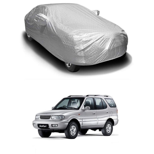 Oshotto Spyro Silver Anti Reflective, dustproof and Water Proof Car Body Cover with Mirror Pockets For Tata Safari/Storme