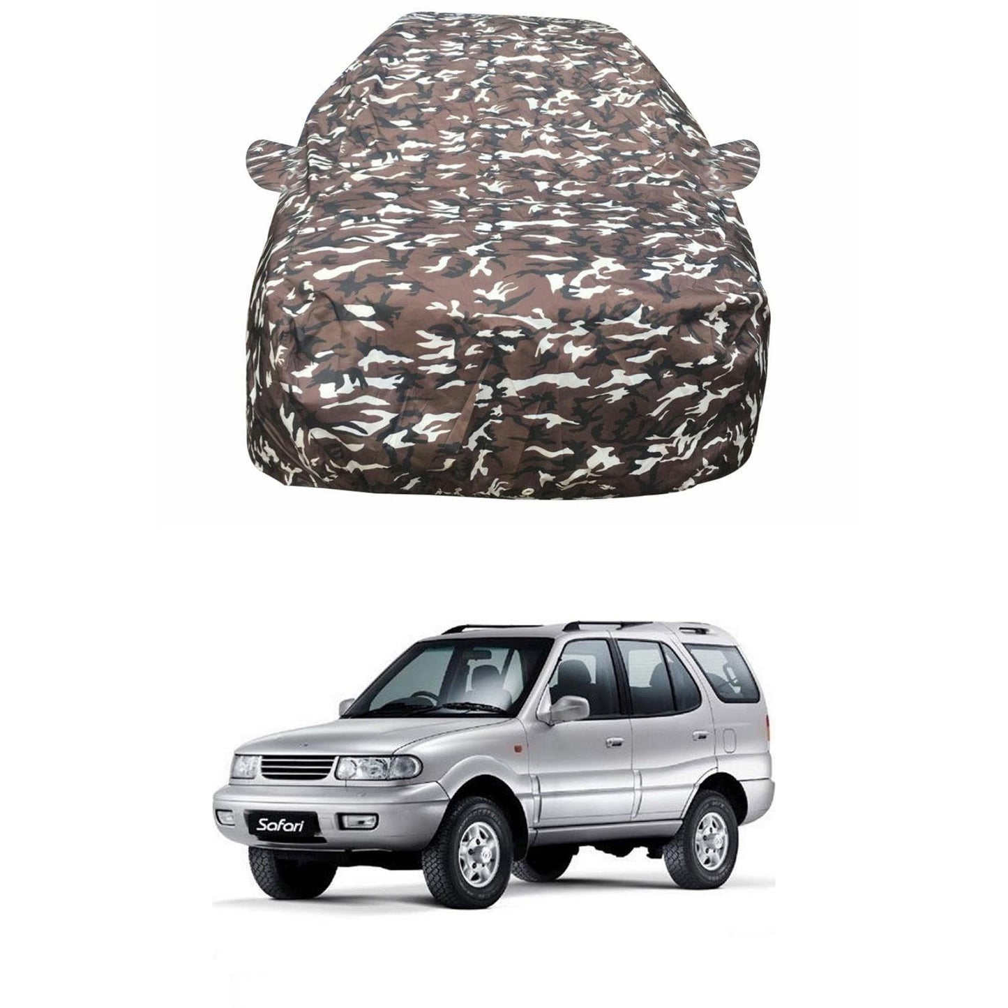 Oshotto Ranger Design Made of 100% Waterproof Fabric Car Body Cover with Mirror Pockets For Tata Safari/Storm