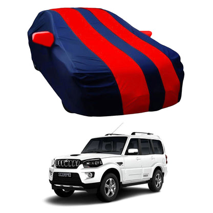 Oshotto Taffeta Car Body Cover with Mirror Pocket For Mahindra Scorpio (Red, Blue)