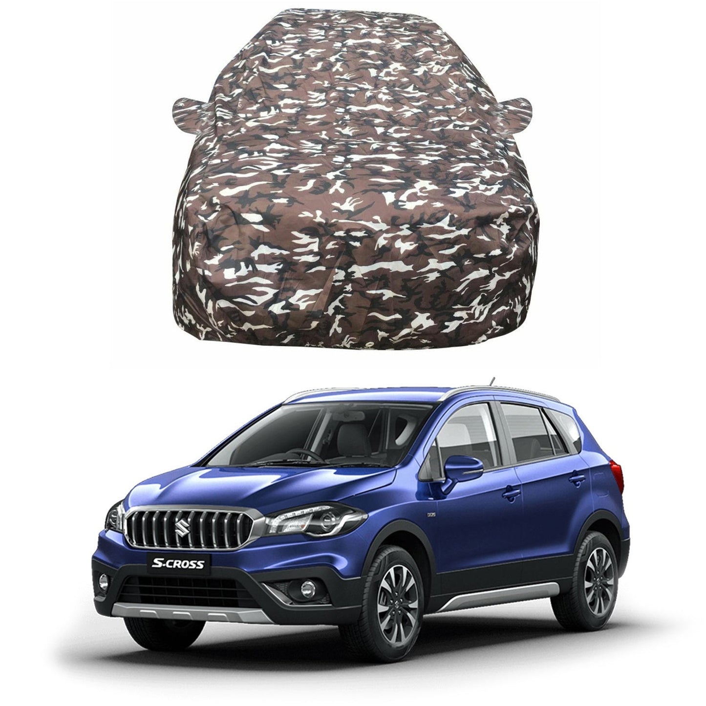 Oshotto Ranger Design Made of 100% Waterproof Fabric Multicolor Car Body Cover with Mirror Pockets For Maruti Suzuki S-Cross