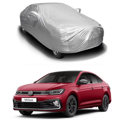 Oshotto Spyro Silver Anti Reflective, dustproof and Water Proof Car Body Cover with Mirror Pockets For Volkswagen Virtus