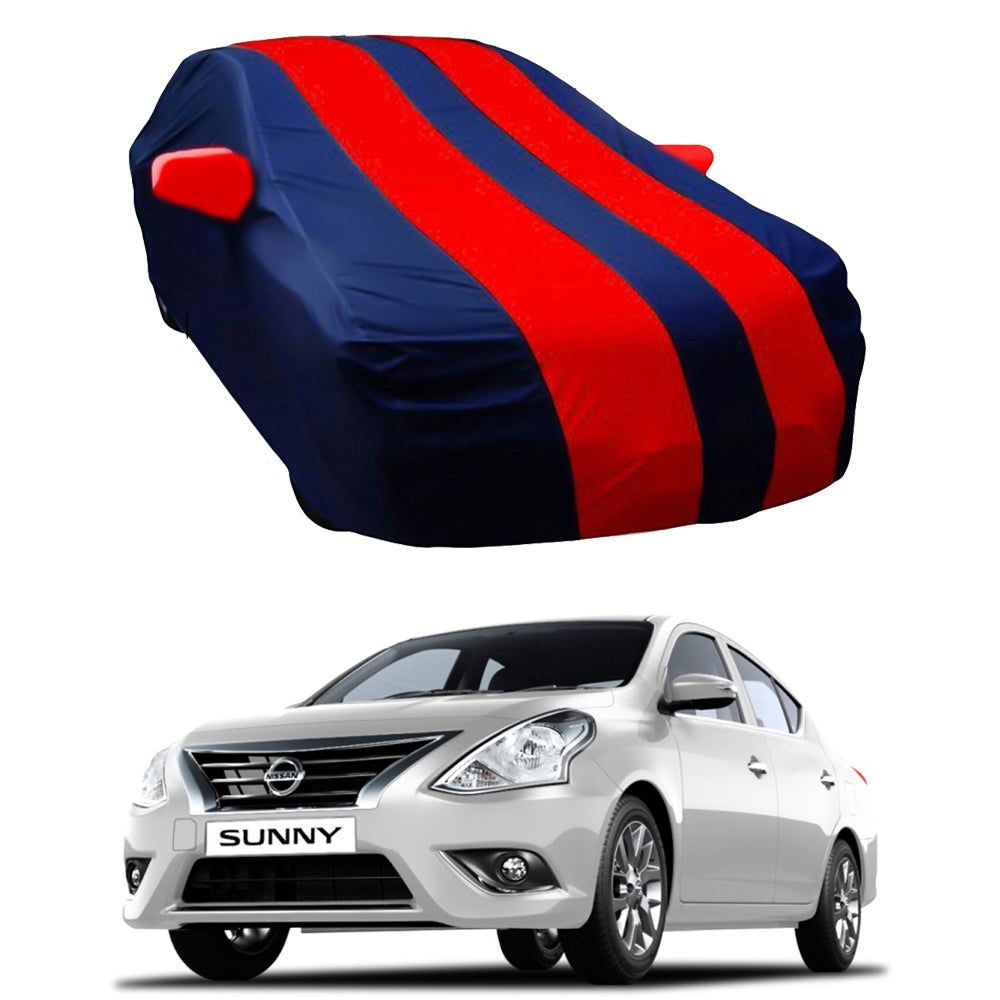 Oshotto Taffeta Car Body Cover with Mirror Pocket For Nissan Sunny (Red, Blue)