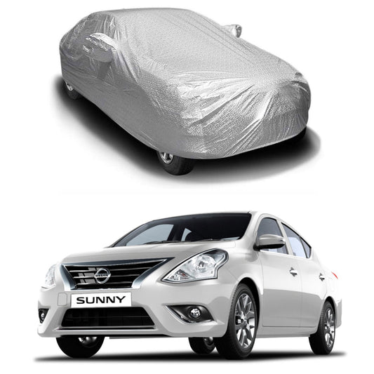 Oshotto Spyro Silver Anti Reflective, dustproof and Water Proof Car Body Cover with Mirror Pockets For Nissan Sunny