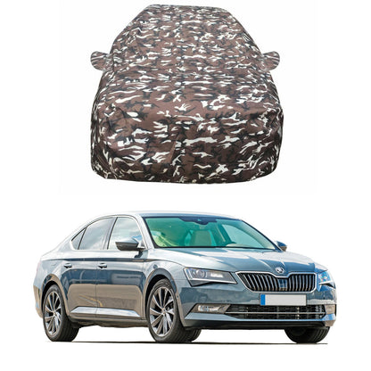 Oshotto Ranger Design Made of 100% Waterproof Fabric Multicolor Car Body Cover with Mirror Pockets For Skoda Superb