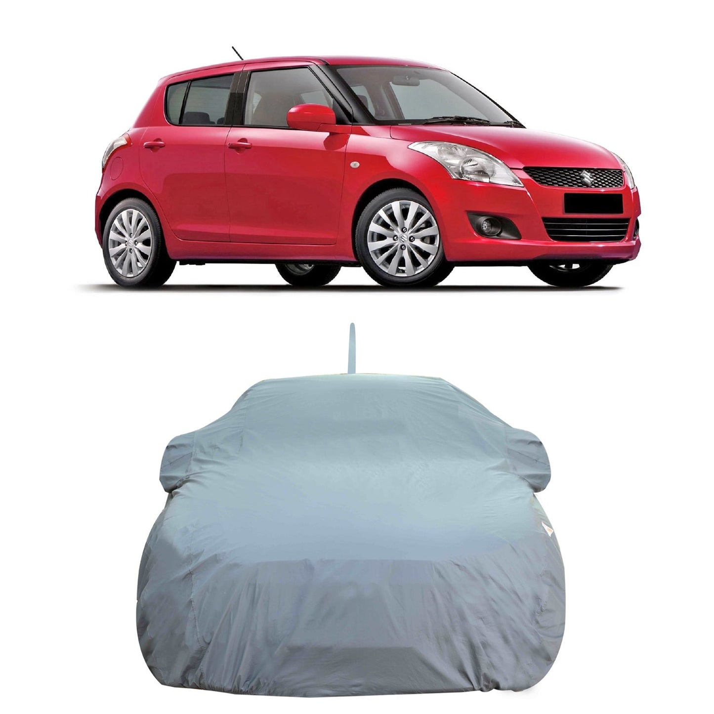 Oshotto Dark Grey 100% Anti Reflective, dustproof and Water Proof Car Body Cover with Mirror Pockets For Maruti Suzuki Swift 2018-2023 (with Antenna Pockets)